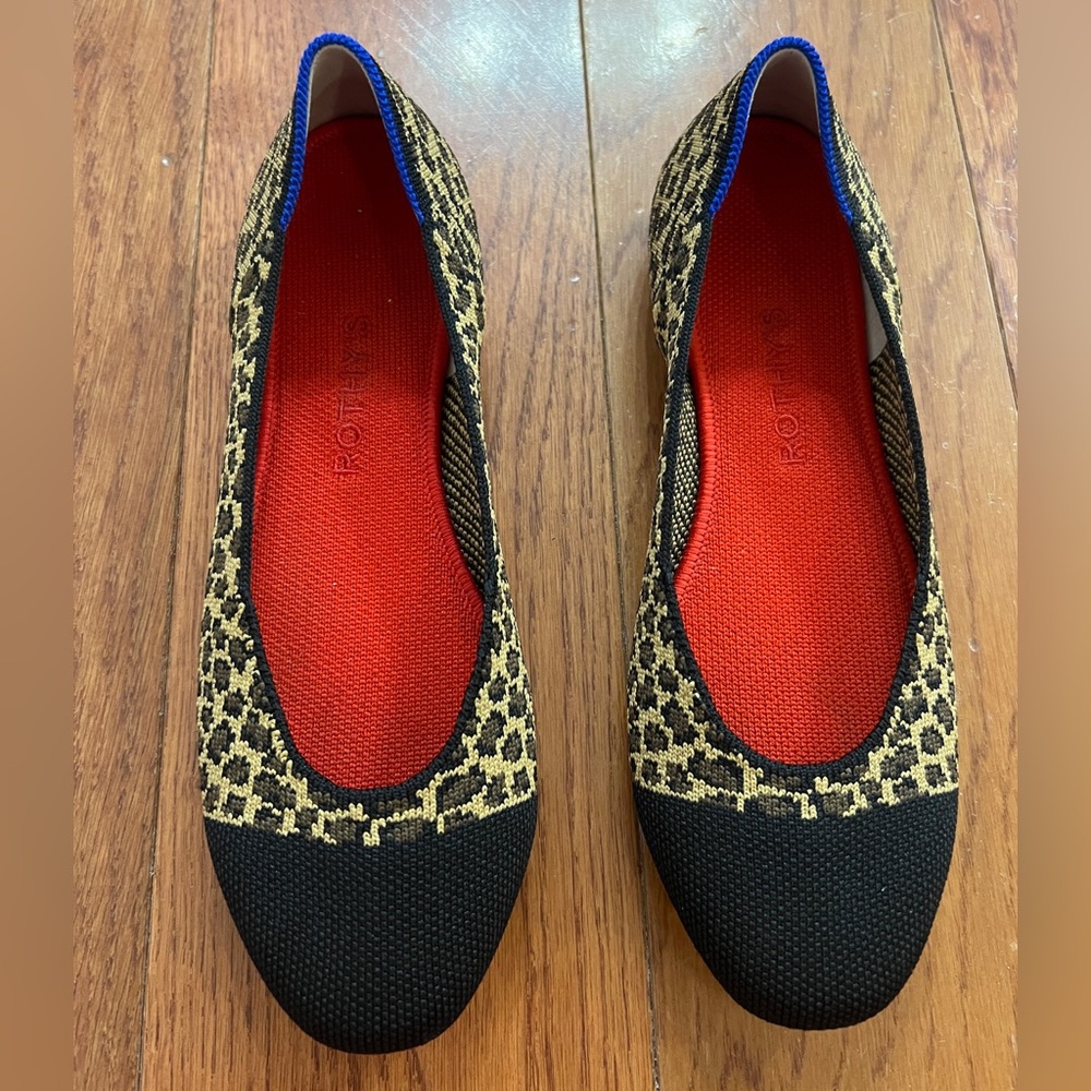 Rothy’s Square Toe Flat Little Cat Leopard Print